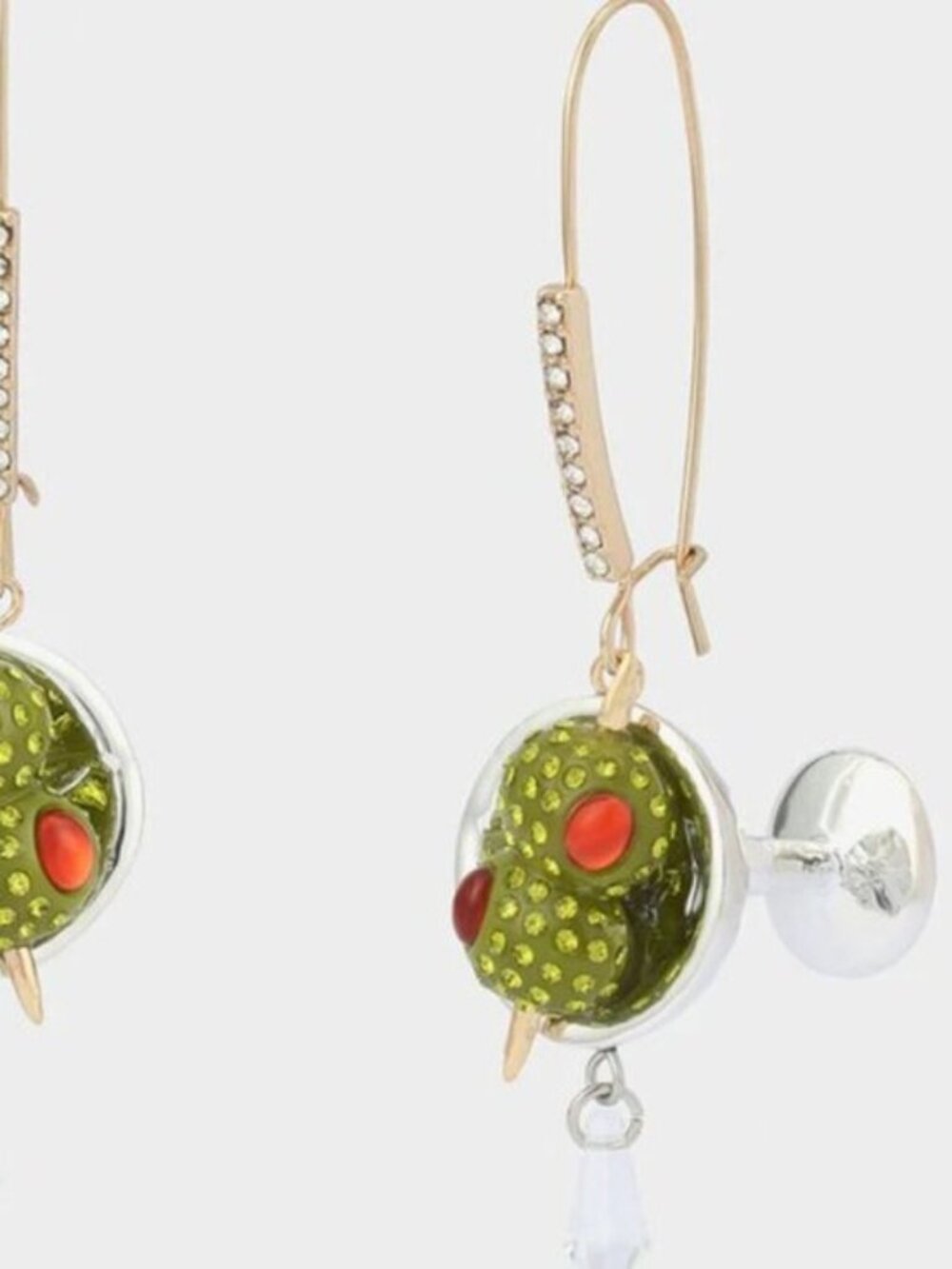 Betsey Johnson Martini Silver and Green Earrings